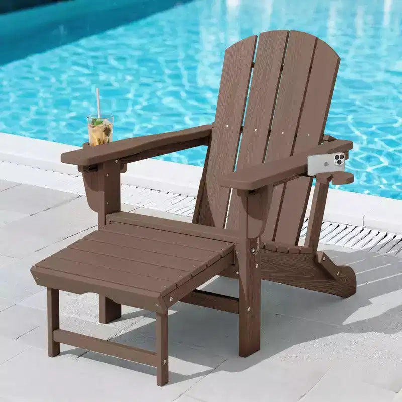 Hyleory 3-Level Adjustable Patio Accent Chair with Retractable Ottoman, Cup & Phone Holders