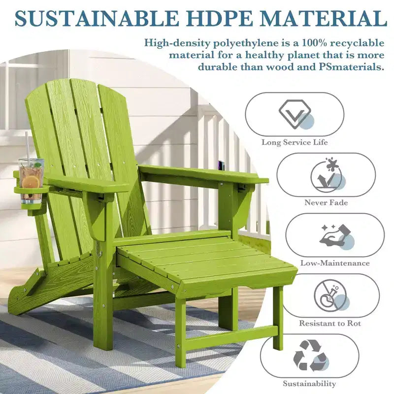Hyleory 3-Level Adjustable Patio Accent Chair with Retractable Ottoman, Cup & Phone Holders