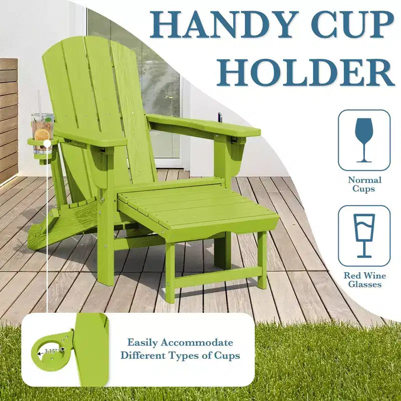 Hyleory 3-Level Adjustable Patio Accent Chair with Retractable Ottoman, Cup & Phone Holders