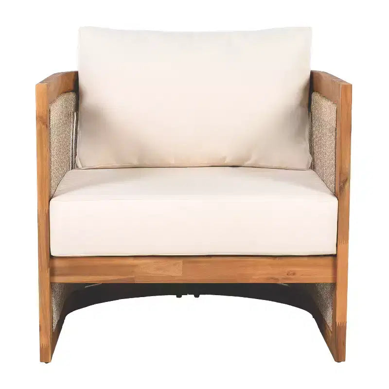 Christopher Knight Home Atoka Outdoor Rustic Acacia Wood and Rope Club Chair with Water-Resistant Cushion