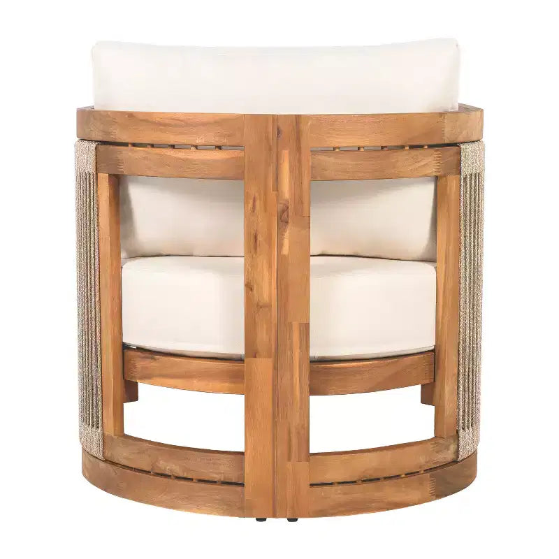 Christopher Knight Home Atoka Outdoor Rustic Acacia Wood and Rope Club Chair with Water-Resistant Cushion
