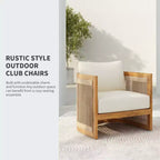 Christopher Knight Home Atoka Outdoor Rustic Acacia Wood and Rope Club Chair with Water-Resistant Cushions (Set of 2)