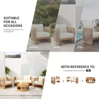 Christopher Knight Home Atoka Outdoor Rustic Acacia Wood and Rope Club Chair with Water-Resistant Cushions (Set of 2)
