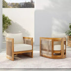 Christopher Knight Home Atoka Outdoor Rustic Acacia Wood and Rope Club Chair with Water-Resistant Cushions (Set of 2)