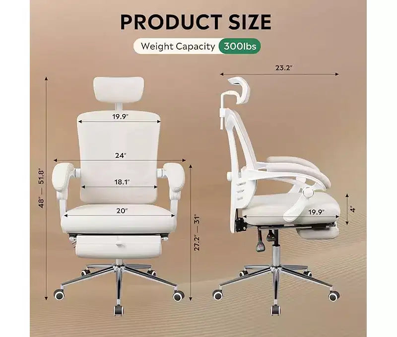 GALAXHERO Ergonomic High Back Office Chair with Footrest Big and Tall Adjustable Desk Chair Reclining with Lumbar Support SGS Class 4 Gas Lift