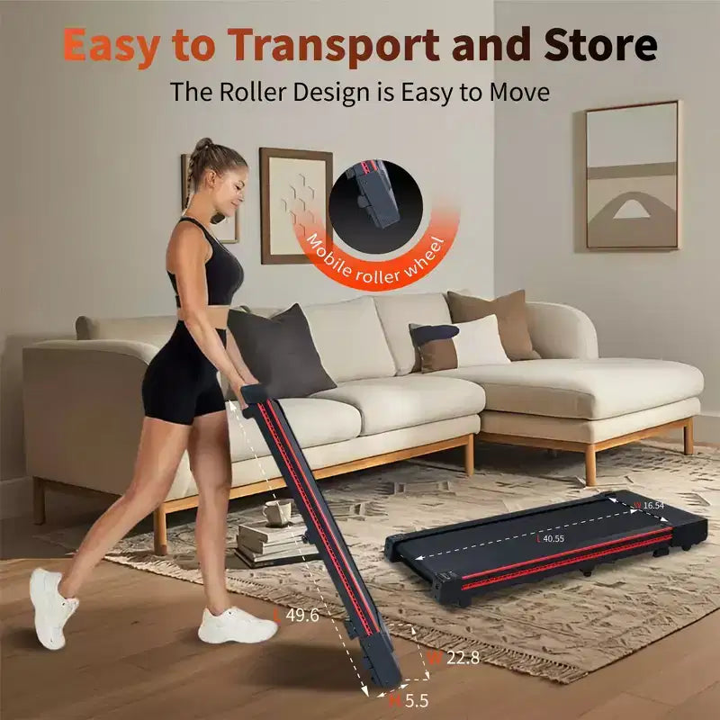NAYSAYE Tapis Roulant Walking Pad con Pendenza di 10 Gradi, Compatto e Portatile per Ufficio e Casa, Nero e Grigio, 49.6*22.8*5.5
