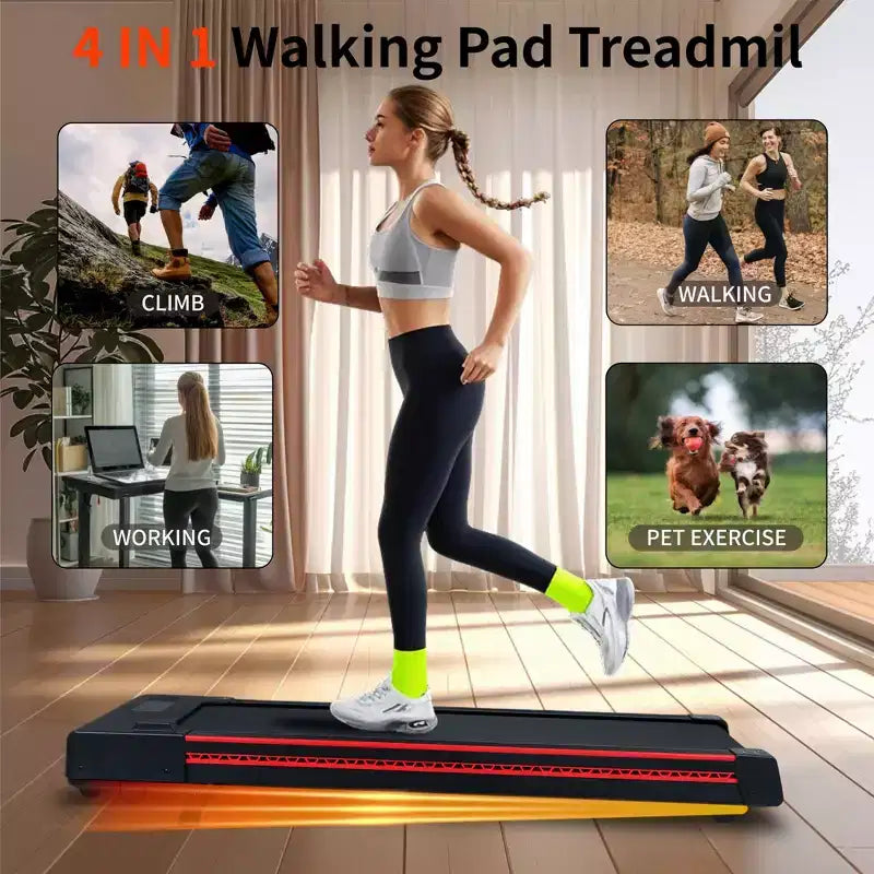 NAYSAYE Tapis Roulant Walking Pad con Pendenza di 10 Gradi, Compatto e Portatile per Ufficio e Casa, Nero e Grigio, 49.6*22.8*5.5