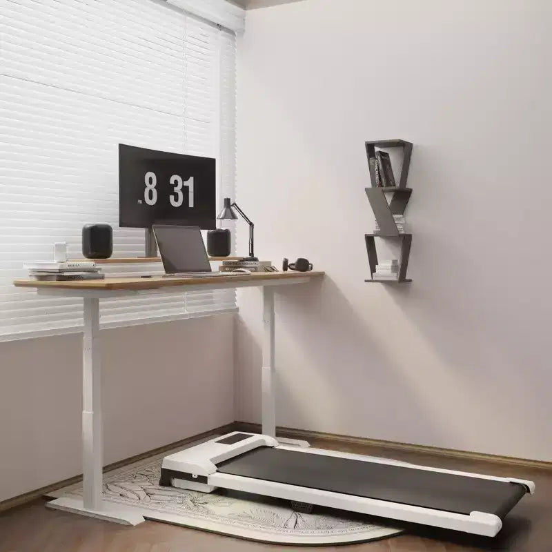 NAYSAYE Tapis Roulant Compatto, Ampia Superficie di Corsa, Capacità di Carico di 100 kg per Allenamenti a Casa o in Ufficio, Bianco, 121 x 48,5 x 12,5 cm