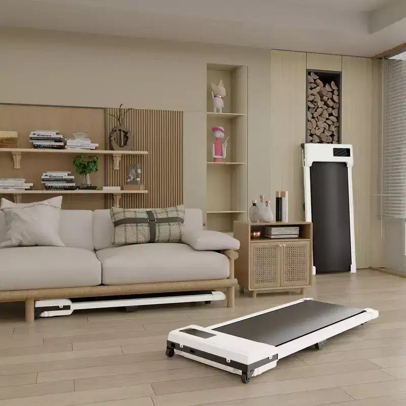 NAYSAYE Tapis Roulant Compatto, Ampia Superficie di Corsa, Capacità di Carico di 100 kg per Allenamenti a Casa o in Ufficio, Bianco, 121 x 48,5 x 12,5 cm