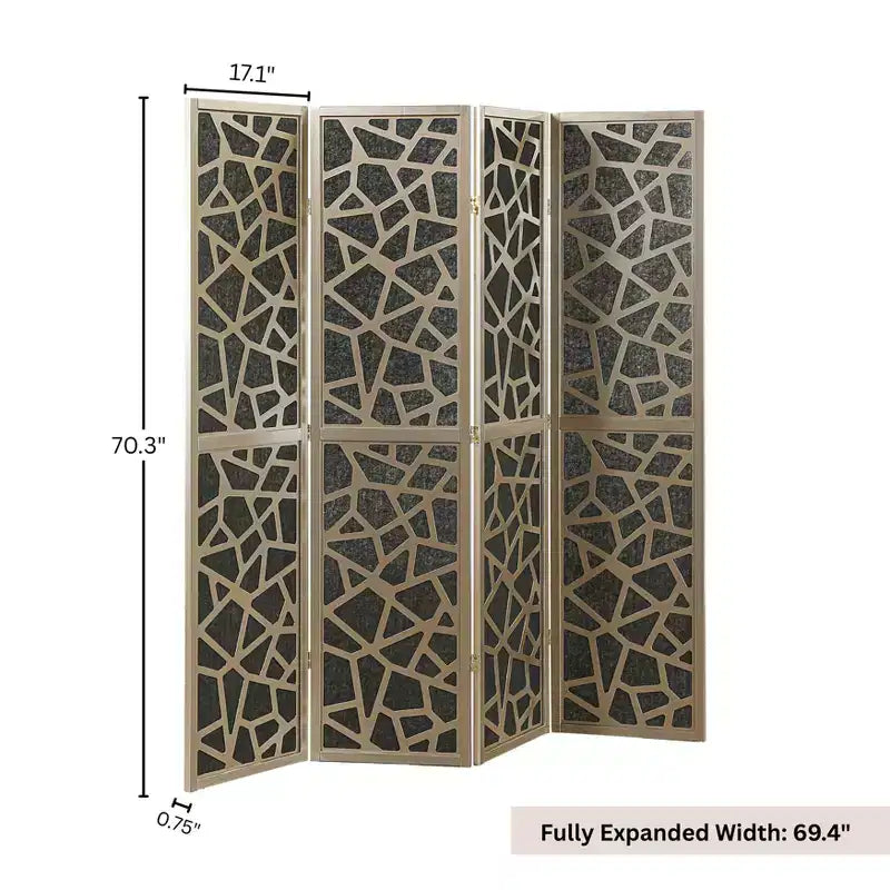 Divisorio per ambienti Roundhill Furniture Aurra a 4 pannelli in legno, paravento pieghevole portatile