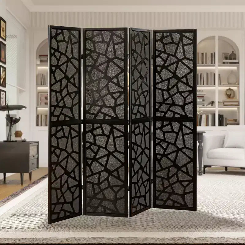 Divisorio per ambienti Roundhill Furniture Aurra a 4 pannelli in legno, paravento pieghevole portatile