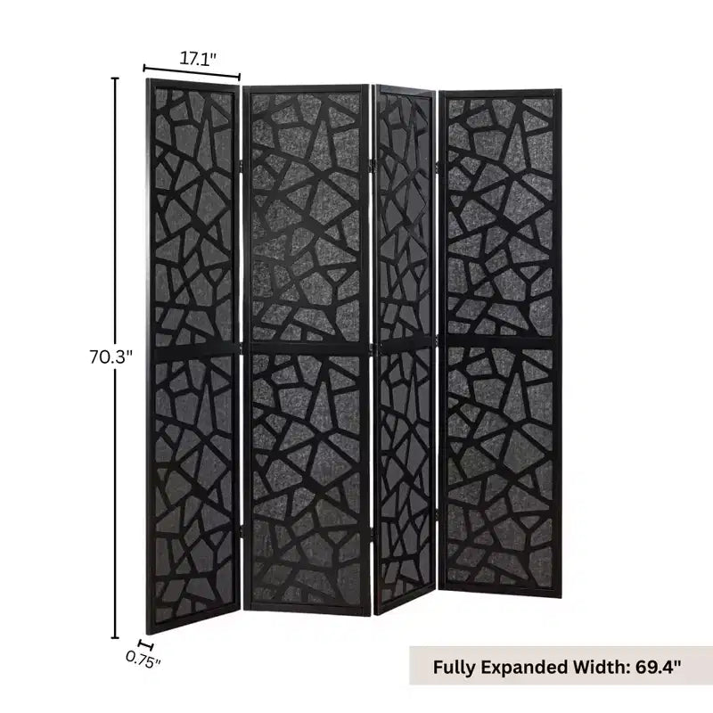 Divisorio per ambienti Roundhill Furniture Aurra a 4 pannelli in legno, paravento pieghevole portatile