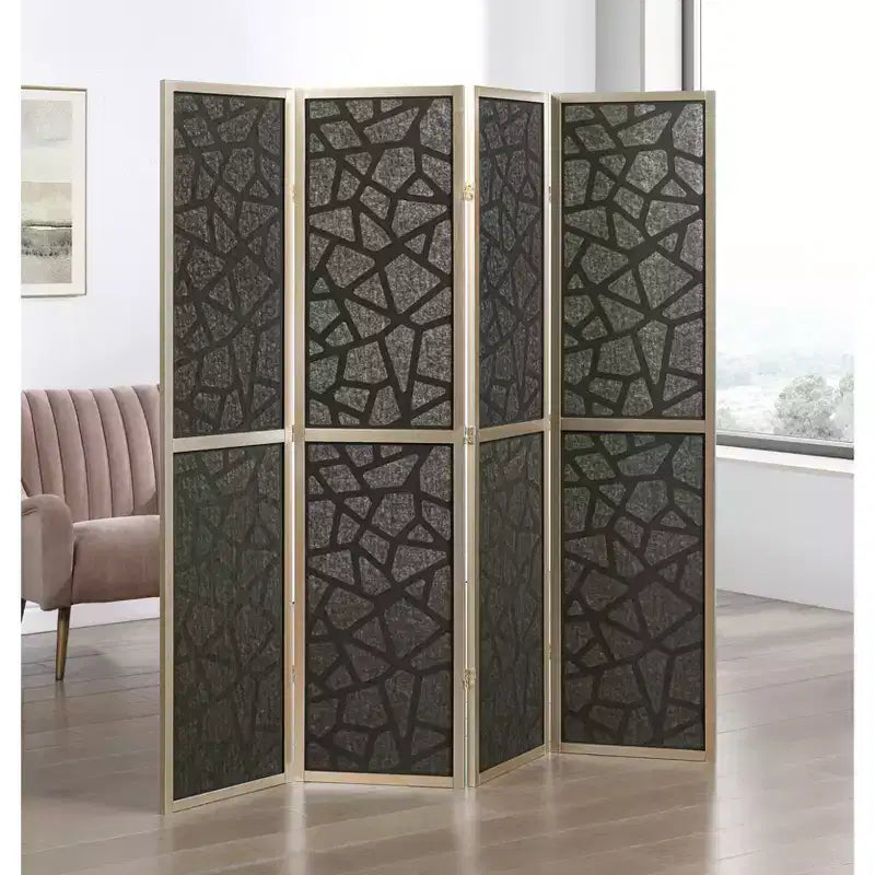 Divisorio per ambienti Roundhill Furniture Aurra a 4 pannelli in legno, paravento pieghevole portatile