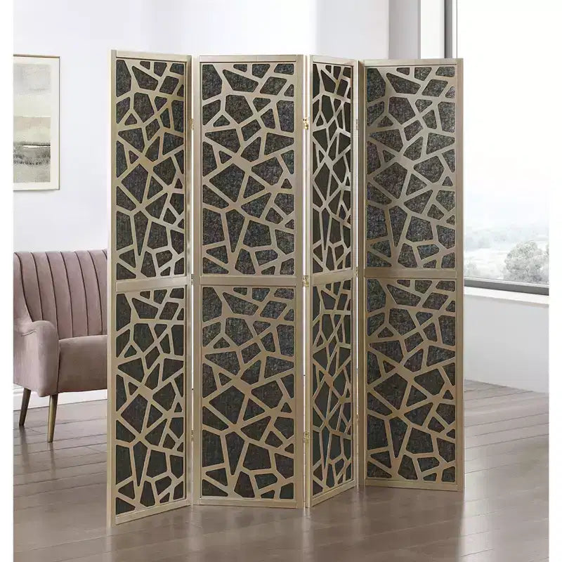 Divisorio per ambienti Roundhill Furniture Aurra a 4 pannelli in legno, paravento pieghevole portatile