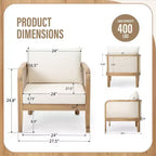 Christopher Knight Home Larci Modern Outdoor Acacia Wood Club Chair with Cushions, Beige/Teak