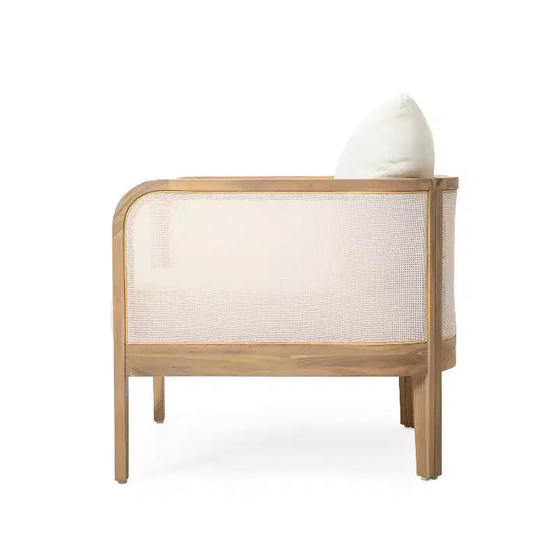 Christopher Knight Home Larci Modern Outdoor Acacia Wood Club Chair with Cushions, Beige/Teak