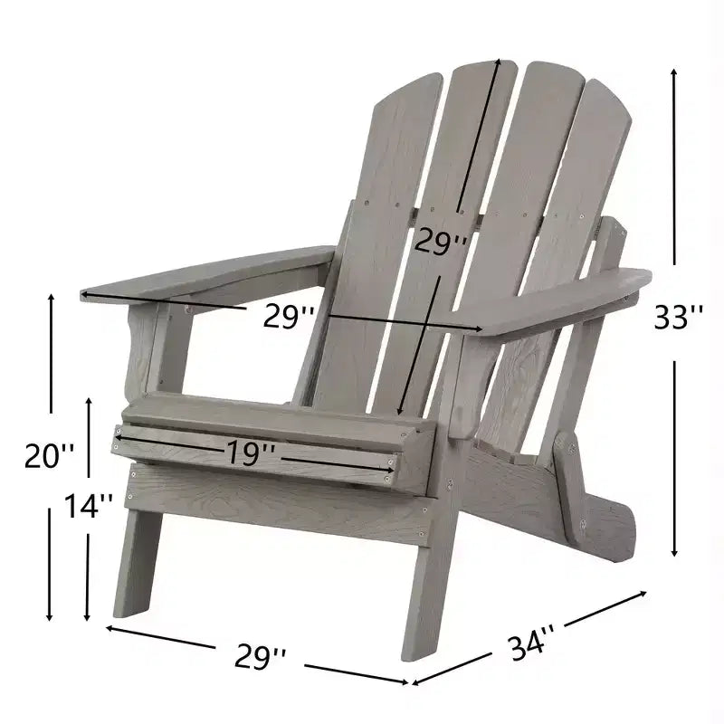 Whisen Oversized Wooden Adirondack Chair with Pre-Assembled Back