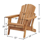 Whisen Oversized Wooden Adirondack Chair with Pre-Assembled Back