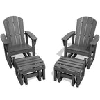 Hyleory HDPE Adirondack Rocking Chair with Ottoman Set - All-Weather Outdoor Patio Furniture, Durable Woodgrain Finish, Comfort-Contoured Seat