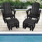 Hyleory HDPE Adirondack Rocking Chair with Ottoman Set - All-Weather Outdoor Patio Furniture, Durable Woodgrain Finish, Comfort-Contoured Seat