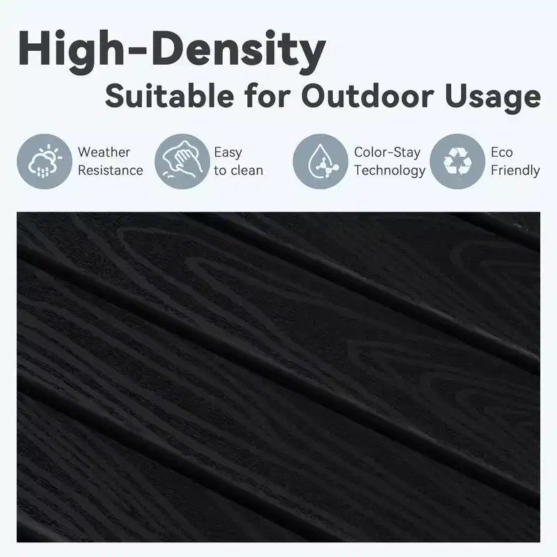 Hyleory HDPE Adirondack Rocking Chair with Ottoman Set - All-Weather Outdoor Patio Furniture, Durable Woodgrain Finish, Comfort-Contoured Seat