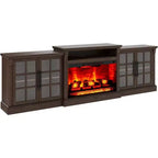 AMERLIFE Fireplace TV Stand, 97, Adjustable Shelf, Large Storage, Media Console