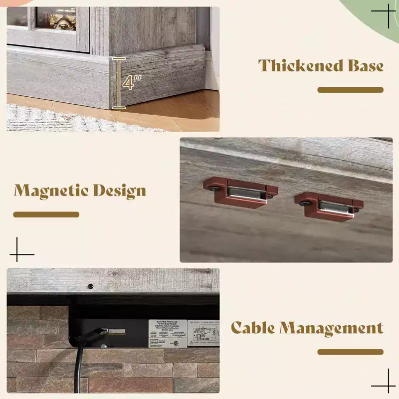 AMERLIFE Fireplace TV Stand, 97, Adjustable Shelf, Large Storage, Media Console