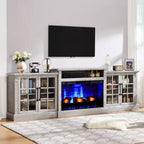 AMERLIFE Fireplace TV Stand, 97, Adjustable Shelf, Large Storage, Media Console
