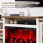 AMERLIFE Fireplace TV Stand, 97, Adjustable Shelf, Large Storage, Media Console