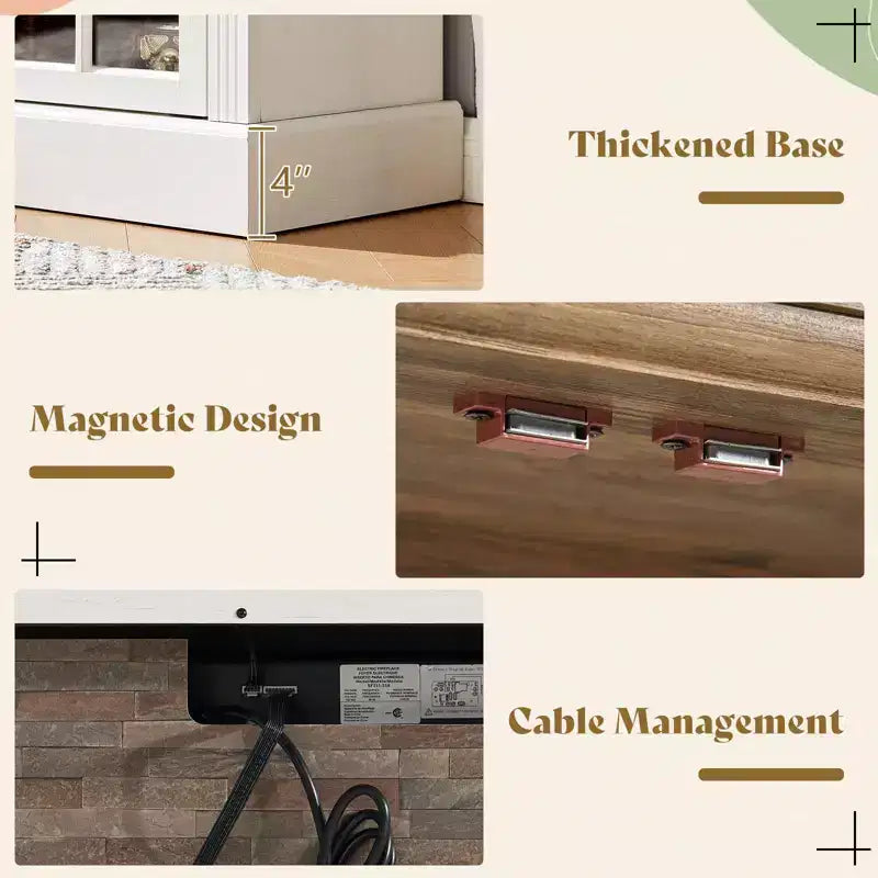 AMERLIFE Fireplace TV Stand, 97, Adjustable Shelf, Large Storage, Media Console