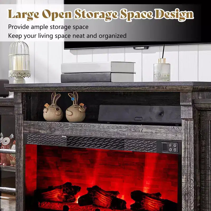 AMERLIFE Fireplace TV Stand, 97, Adjustable Shelf, Large Storage, Media Console