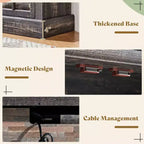 AMERLIFE Fireplace TV Stand, 97, Adjustable Shelf, Large Storage, Media Console