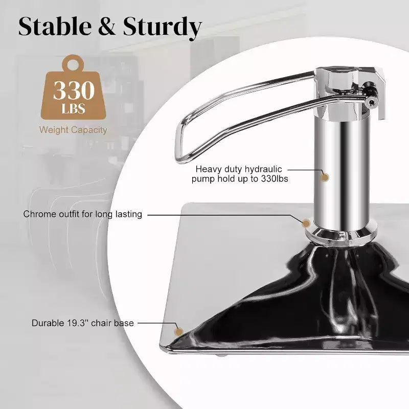 Karl Home Black Modern Heavy Duty Hydraulic Swivel Hair Stylist Salon Chair with Curved Armrests