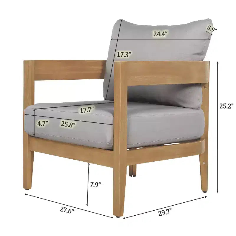Christopher Knight Home Brooklyn Outdoor Acacia Wood Club Chair with Cushions (Set of 2)
