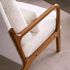 Karl Home Sedia per il tempo libero da interni con schienale alto e braccioli in legno massello, struttura in ferro e lino