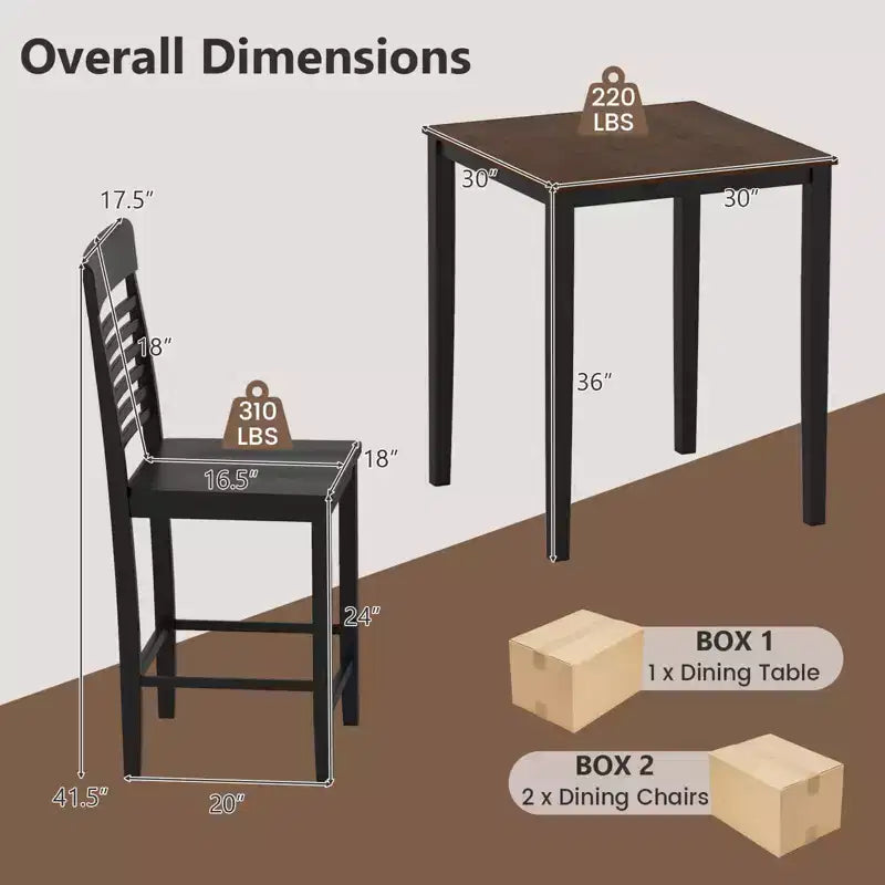 Costway Counter-Height Dining Chair Set of 2/4 with Footrests Solid Wood Frame Modern