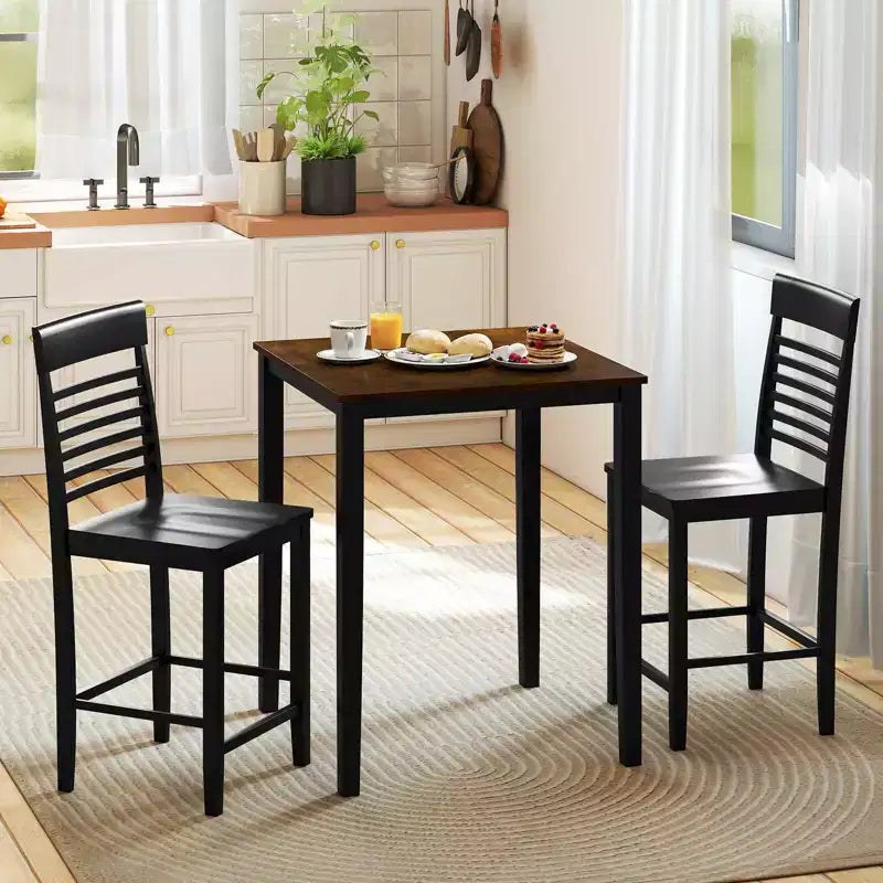 Costway Counter-Height Dining Chair Set of 2/4 with Footrests Solid Wood Frame Modern
