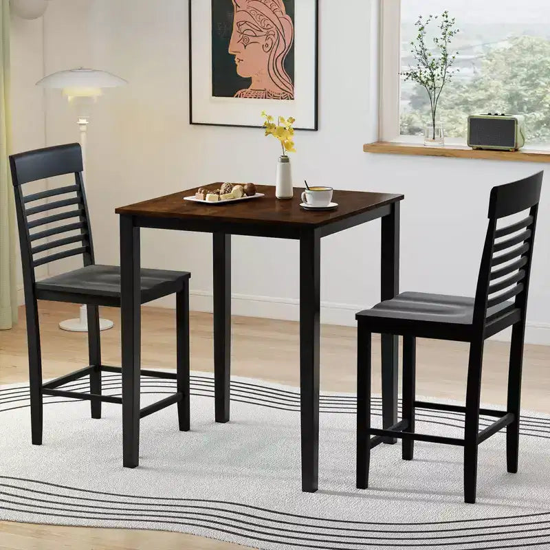 Costway Counter-Height Dining Chair Set of 2/4 with Footrests Solid Wood Frame Modern