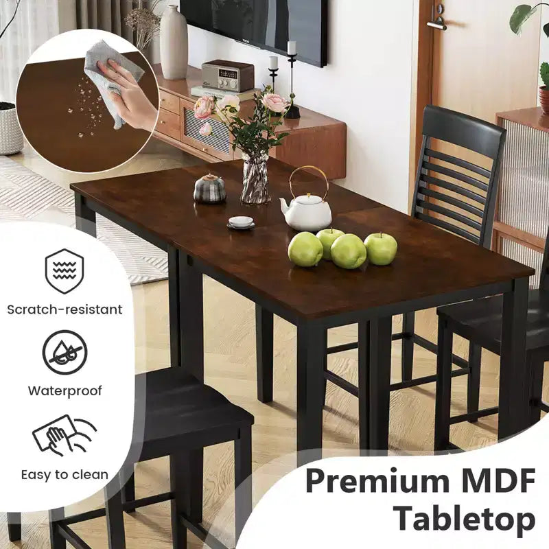 Costway Counter-Height Dining Chair Set of 2/4 with Footrests Solid Wood Frame Modern