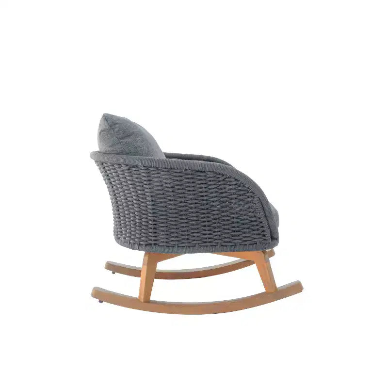 Christopher Knight Home Hattie Patio Contemporary Rattan and Acacia Wood Rocking Chair with Cushion