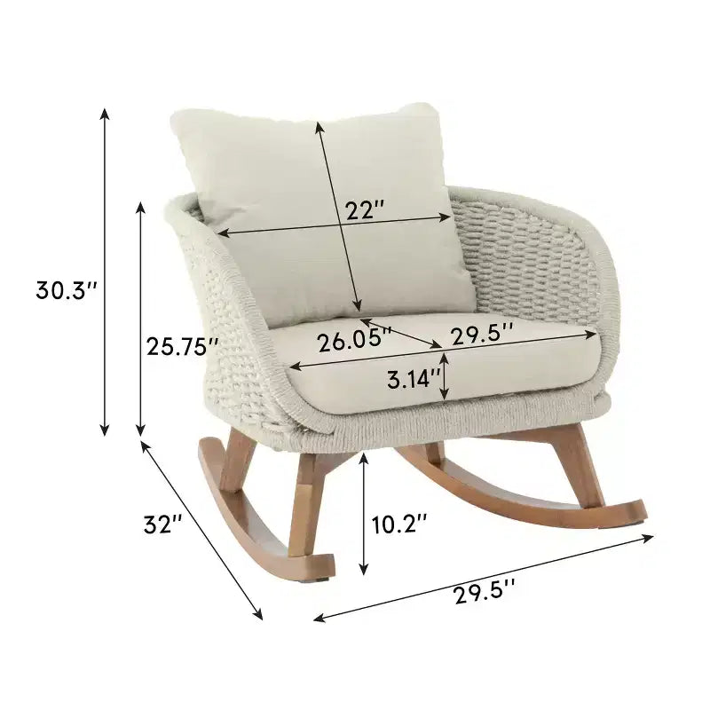 Christopher Knight Home Hattie Patio Contemporary Rattan and Acacia Wood Rocking Chair with Cushion