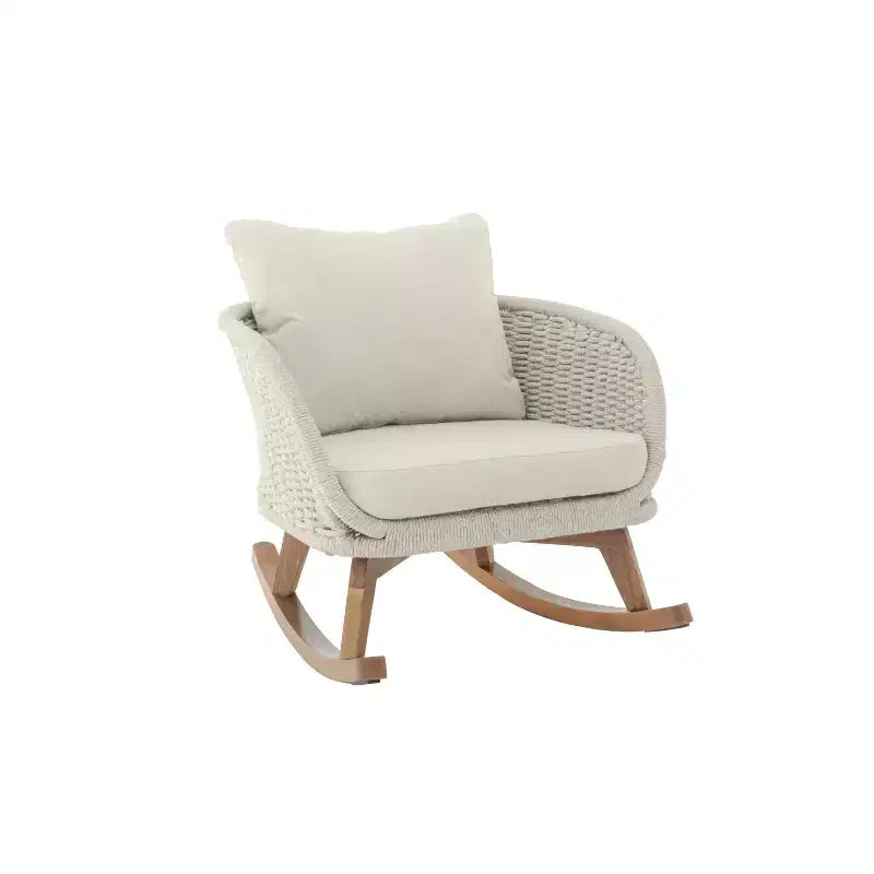 Christopher Knight Home Hattie Patio Contemporary Rattan and Acacia Wood Rocking Chair with Cushion
