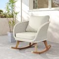 Christopher Knight Home Hattie Patio Contemporary Rattan and Acacia Wood Rocking Chair with Cushion
