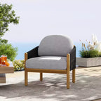 Christopher Knight Home Tatum Outdoor Acacia Wood Club Chair with Woven Rope Backrest and Cushions