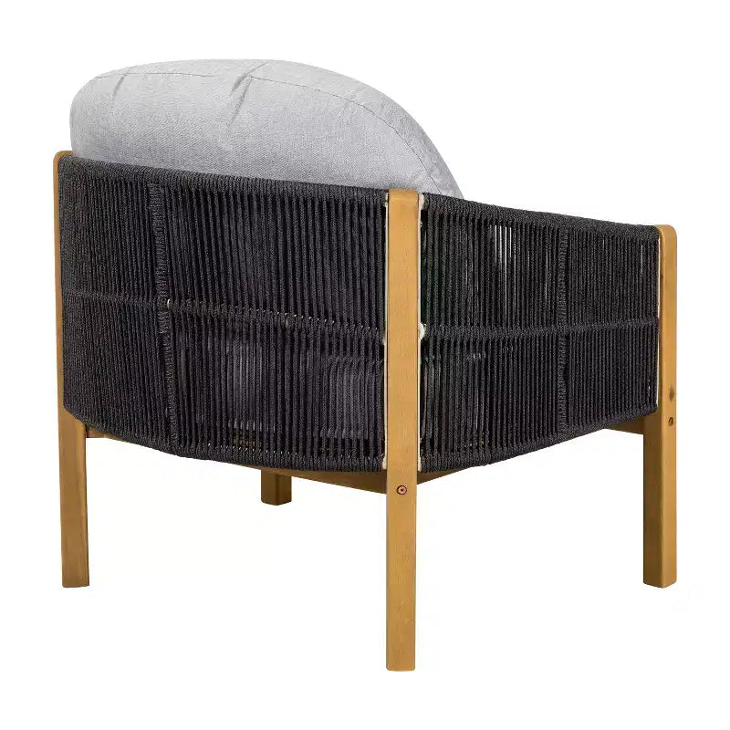 Christopher Knight Home Tatum Outdoor Acacia Wood Club Chair with Woven Rope Backrest and Cushions