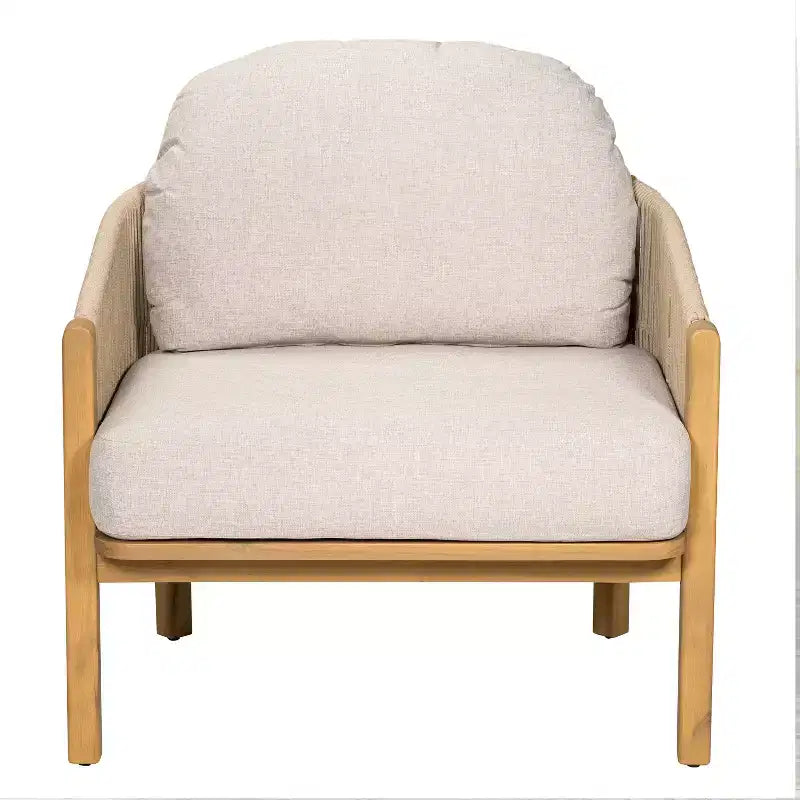 Christopher Knight Home Tatum Outdoor Acacia Wood Club Chair with Woven Rope Backrest and Cushions