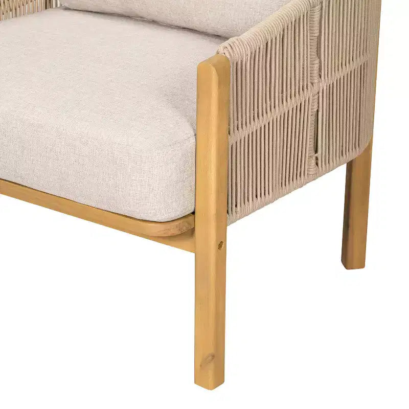 Christopher Knight Home Tatum Outdoor Acacia Wood Club Chair with Woven Rope Backrest and Cushions