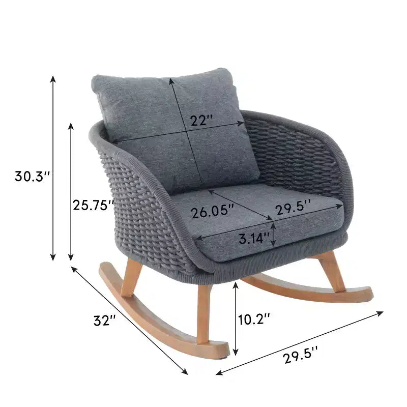 Christopher Knight Home Hattie Patio Contemporary Rattan and Acacia Wood Rocking Chair with Cushion (Set of 2)