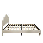 Queen/King Size Upholstered Platform Bed Frame with Adjustable Headboard, Linen Fabric Padded, No Box Spring Needed, Beige-ModernLuxe