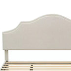 Queen/King Size Upholstered Platform Bed Frame with Adjustable Headboard, Linen Fabric Padded, No Box Spring Needed, Beige-ModernLuxe